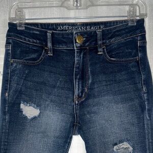 American Eagle Outfitters | Dark Blue Skinny Jeans with Distress/Ripped